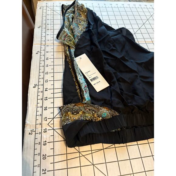 NWT Camilla SILK Crystal Embellished Black Cross Front Top Long Back 2 - Picture 10 of 11